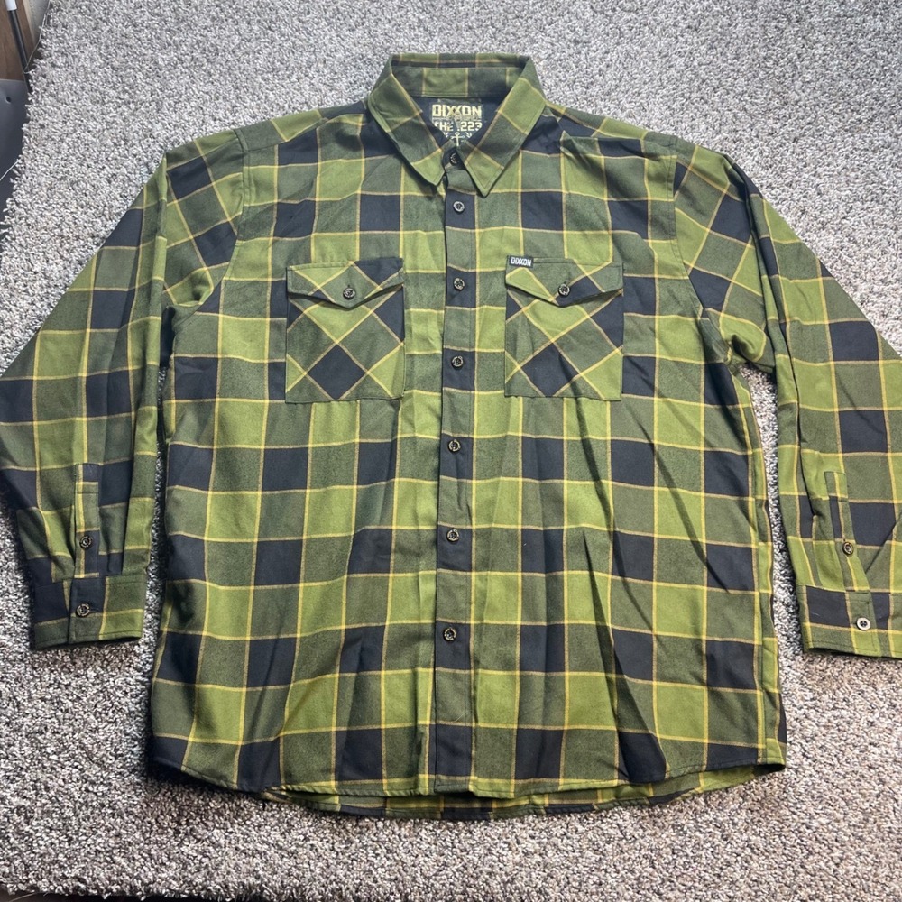Dixxon Flannel The 223 Men's 3X Green Black Plaid D-Tech Button Up Shirt - Picture 2 of 9